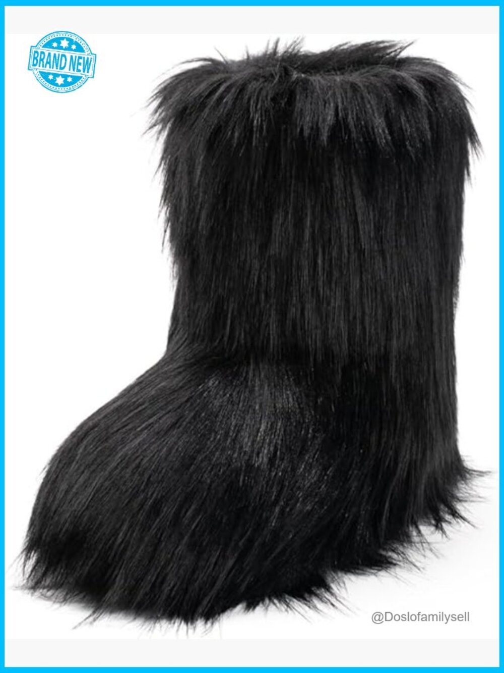 Faux Fur Snow Boots Mid-Calf Fluffy Suede Winter Boots Comfy Warm